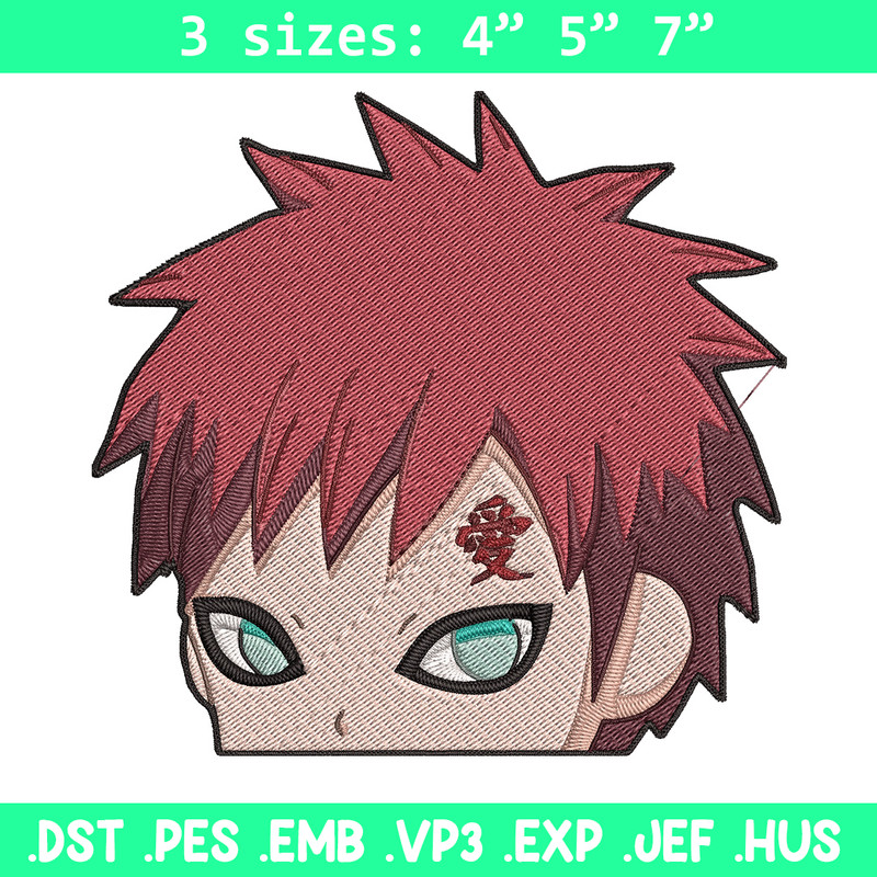 Gaara Peeker Embroidery Design, Naruto Embroidery, Embroidery File, Anime Embroidery,Anime shirt, Digital download.jpg