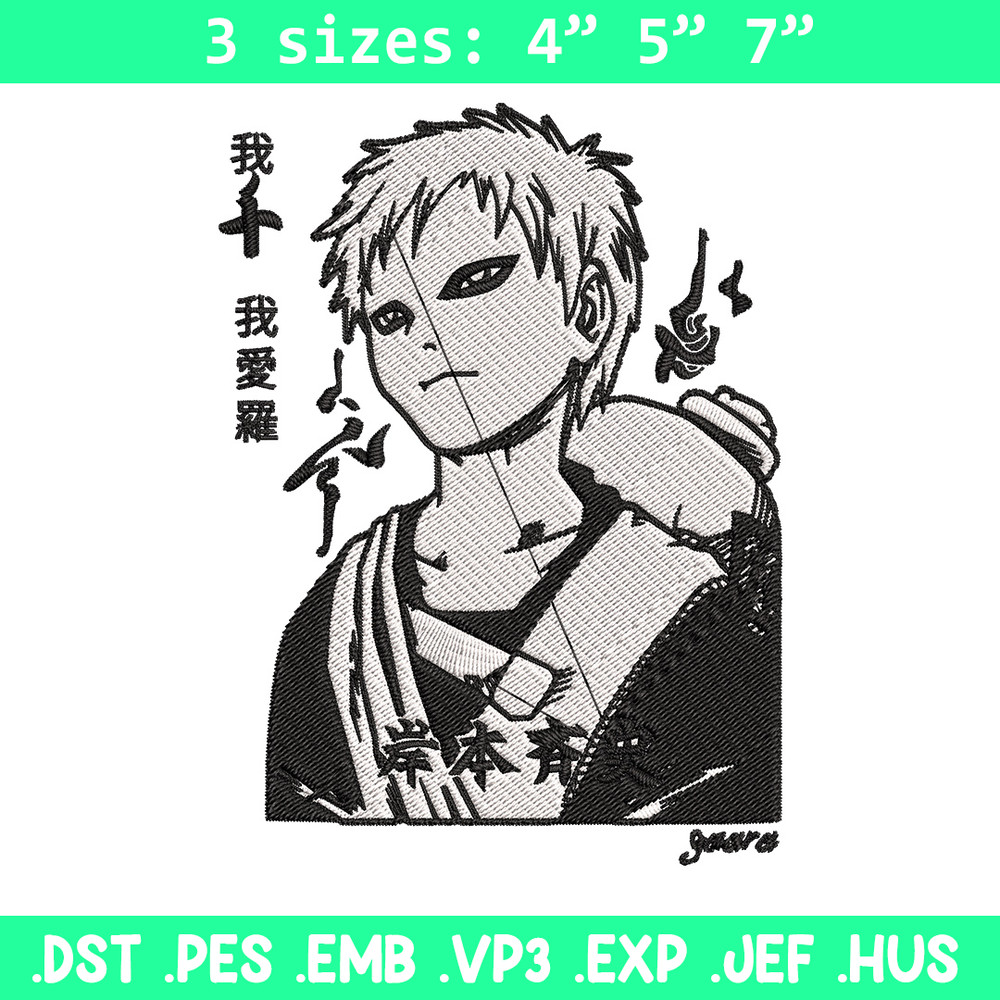 Gaara poster Embroidery Design, Naruto Embroidery, Embroidery File, Anime Embroidery,Anime shirt, Digital download.jpg