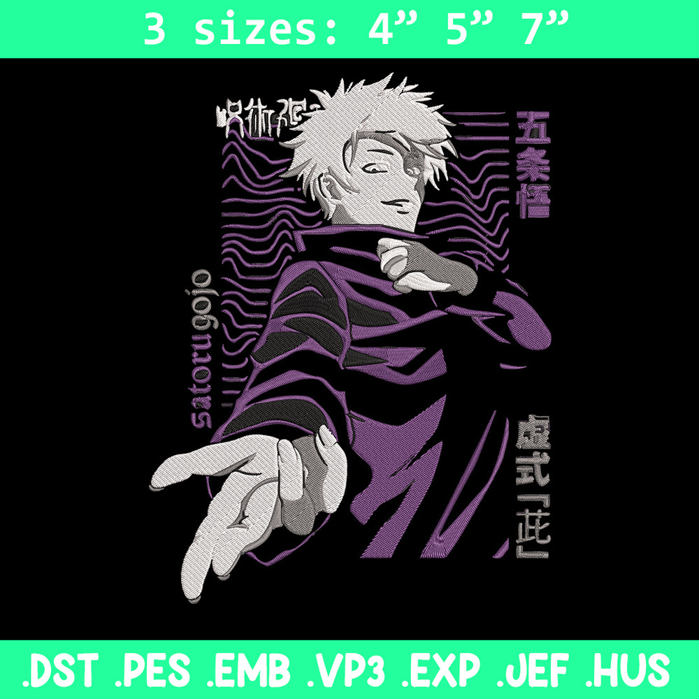Gojo satoru poster Embroidery Design, Jujutsu Embroidery,Embroidery File, Anime Embroidery, Anime shirt,Digital download.jpg