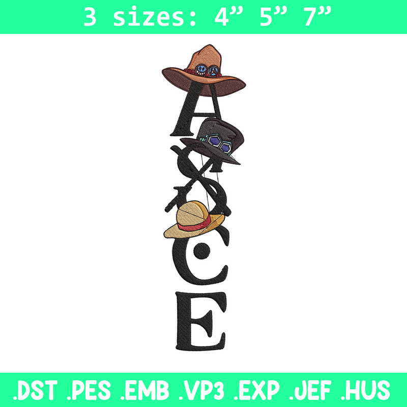 Ace tattoo Embroidery Design, One piece Embroidery, Embroidery File, Anime Embroidery, Anime shirt, Digital download.jpg
