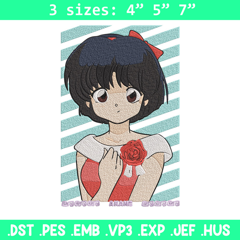Akane Tendo Embroidery Design, Ranma Embroidery, Embroidery File, Anime Embroidery, Anime shirt, Digital download.jpg