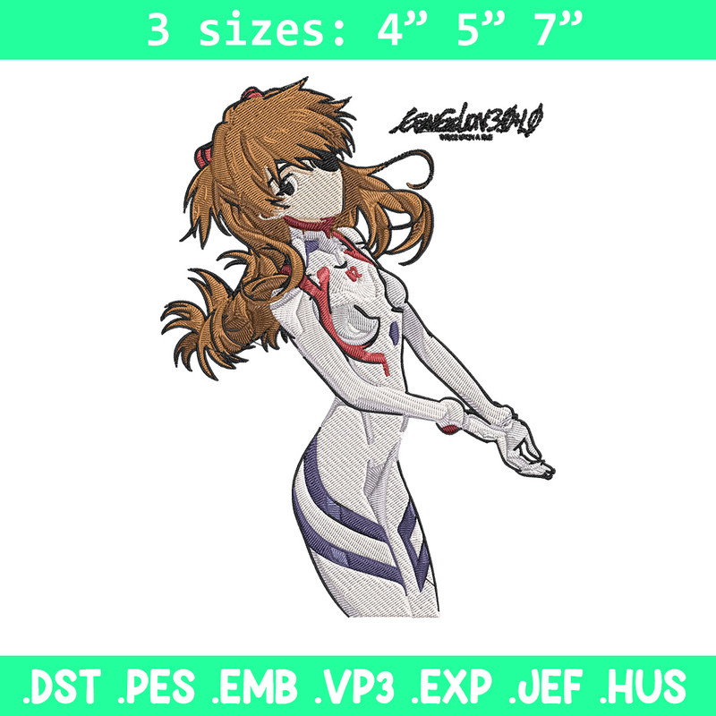 Asuka poster Embroidery Design, Evangelion Embroidery, Embroidery File, Anime Embroidery, Anime shirt, Digital download..jpg