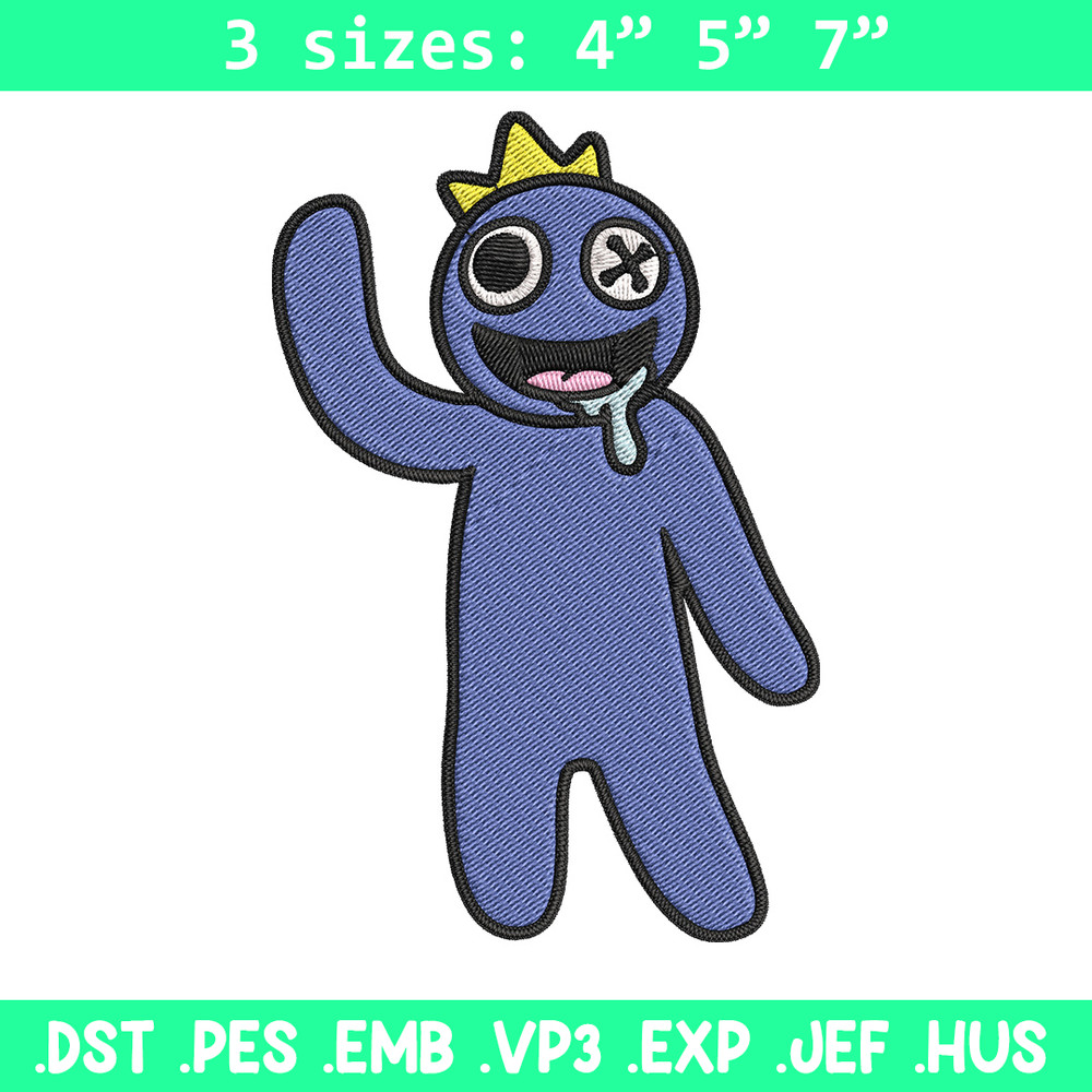 Blue Rainbow Embroidery Design, Rainbow Friends Embroidery, Embroidery File, Anime Embroidery, Digital download..jpg