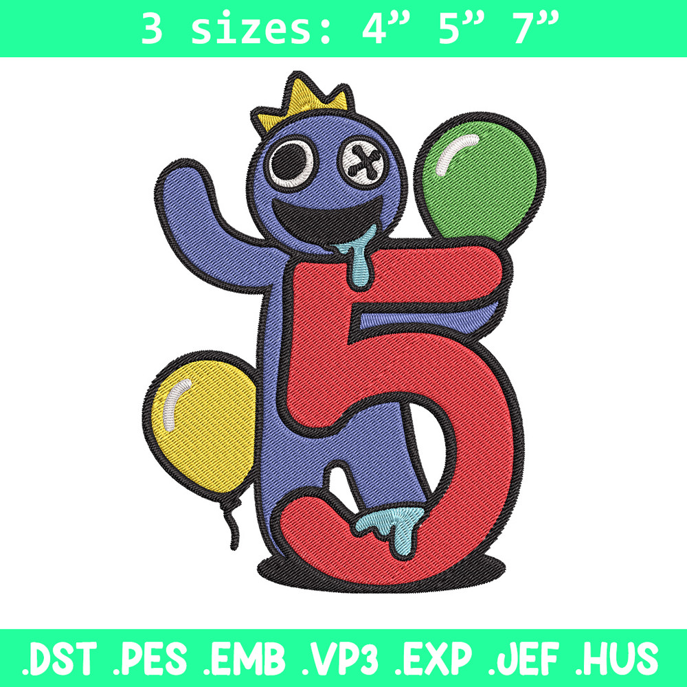 Blue Rainbow Embroidery Design, Rainbow Friends Embroidery, Embroidery File, Anime Embroidery, Digital download.jpg