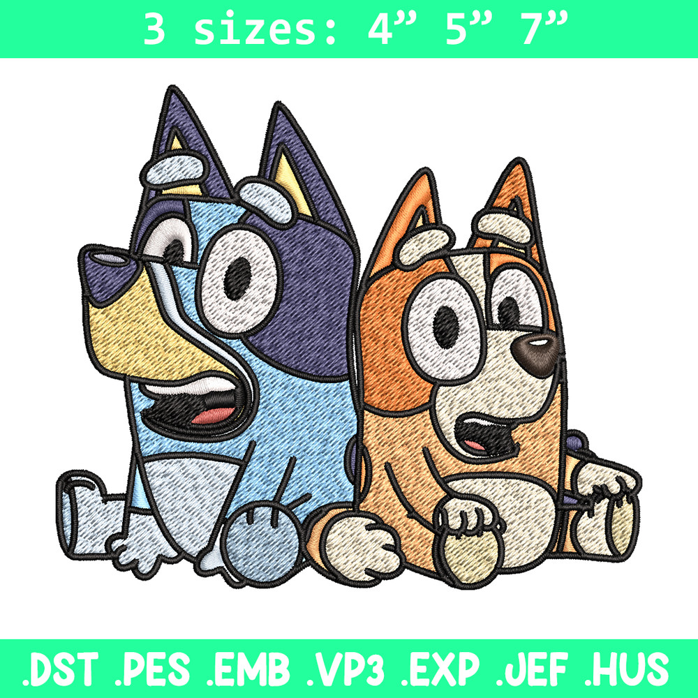 Bluey and Bingo Embroidery, Bluey Embroidery, Embroidery File, cartoon design, cartoon shirt, Digital download..jpg