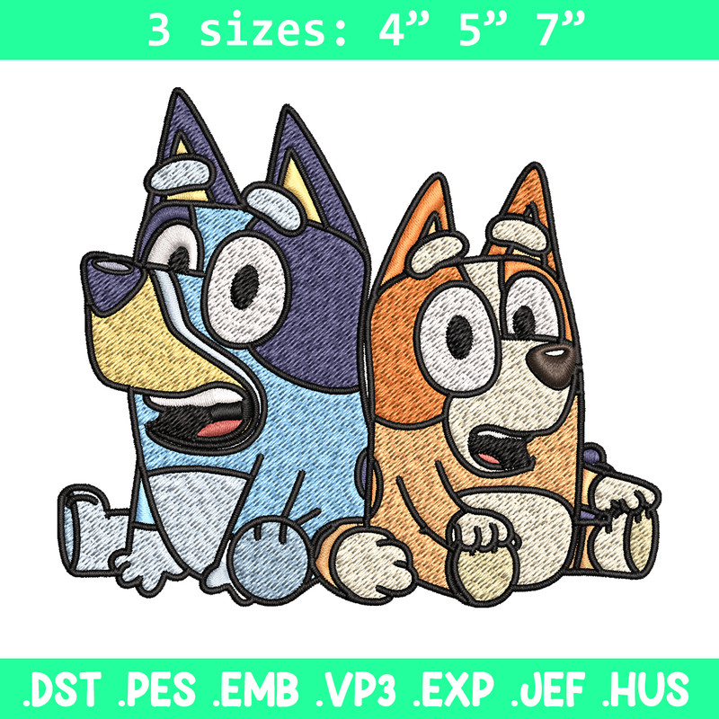 Bluey and Bingo Embroidery, Bluey Embroidery, Embroidery File, cartoon design, cartoon shirt, Digital download..jpg