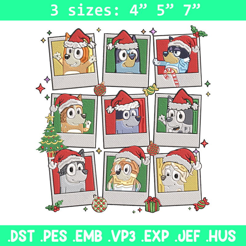Bluey chrismas Embroidery Design, Bluey Embroidery, Embroidery File, Anime Embroidery, Anime shirt, Digital download.jpg
