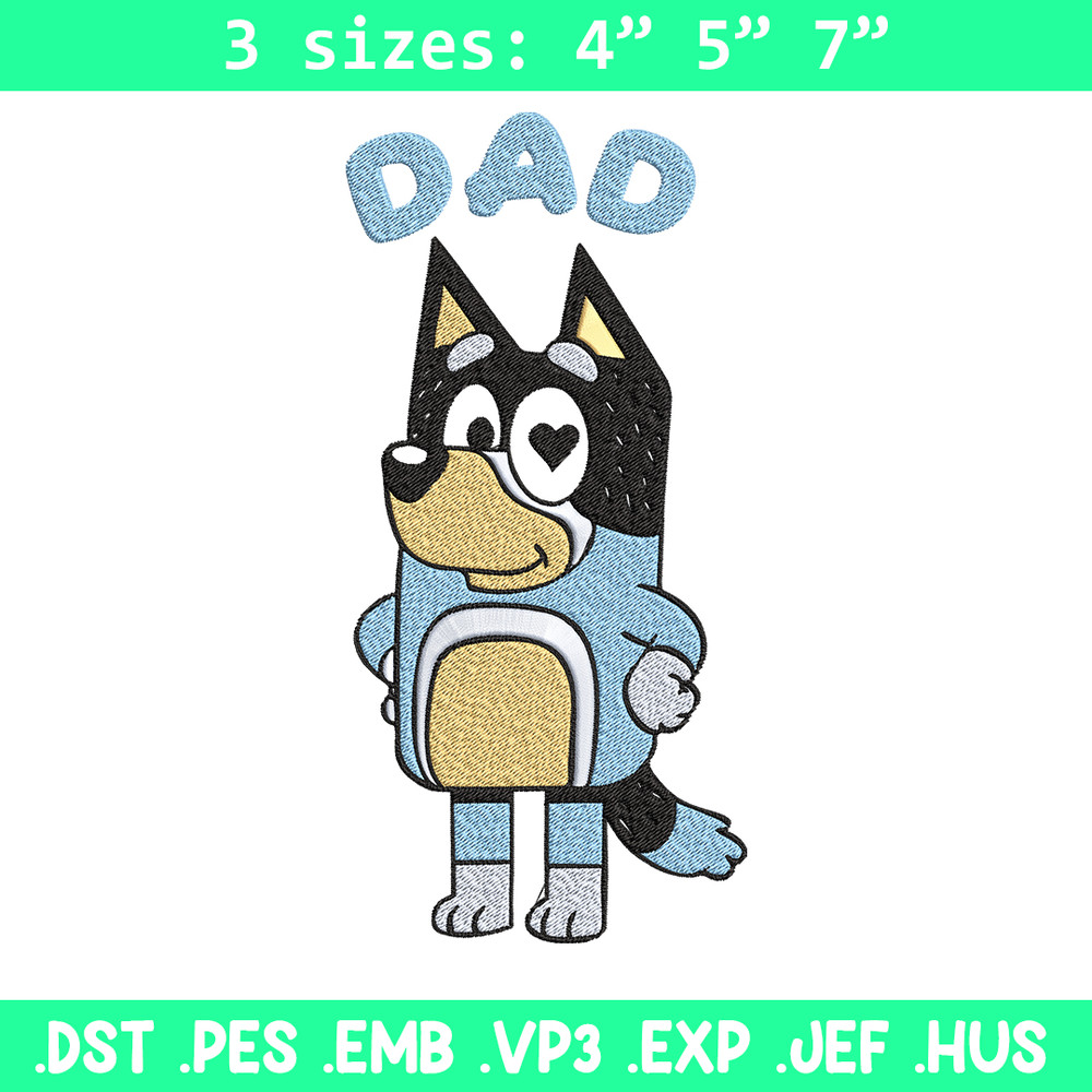 Bluey Dad Embroidery, Bandit Heeler Embroidery, Embroidery File, cartoon design, cartoon shirt, Digital download..jpg
