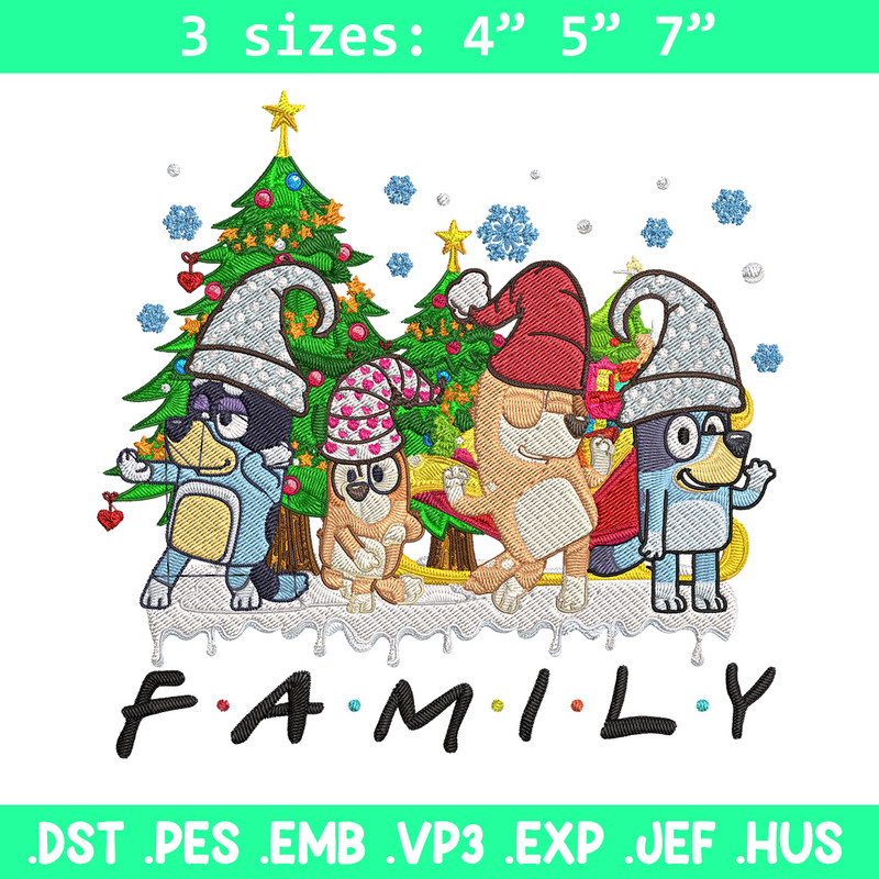 Bluey family Embroidery Design, Bluey Embroidery, Embroidery File, Chrismas Embroidery, Anime shirt, Digital download.jpg
