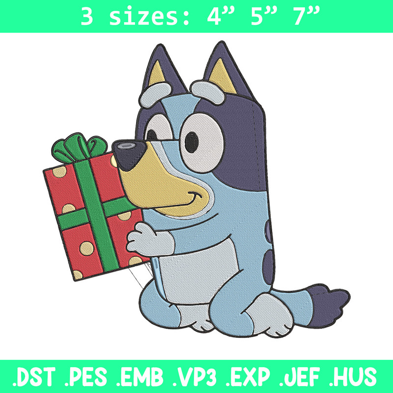 Bluey gift Embroidery Design, Bluey Embroidery, Embroidery File, Chrismas Embroidery, Anime shirt, Digital download.jpg