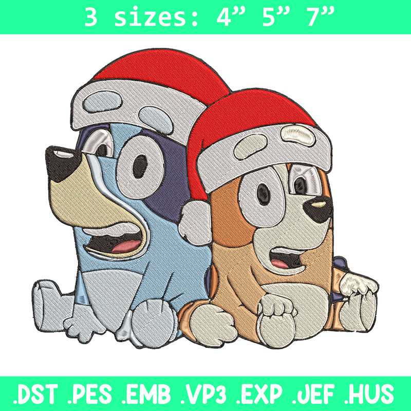 Bluey x Bingo Embroidery Design, Bluey Embroidery, Embroidery File, Chrismas Embroidery, Anime shirt, Digital download.jpg