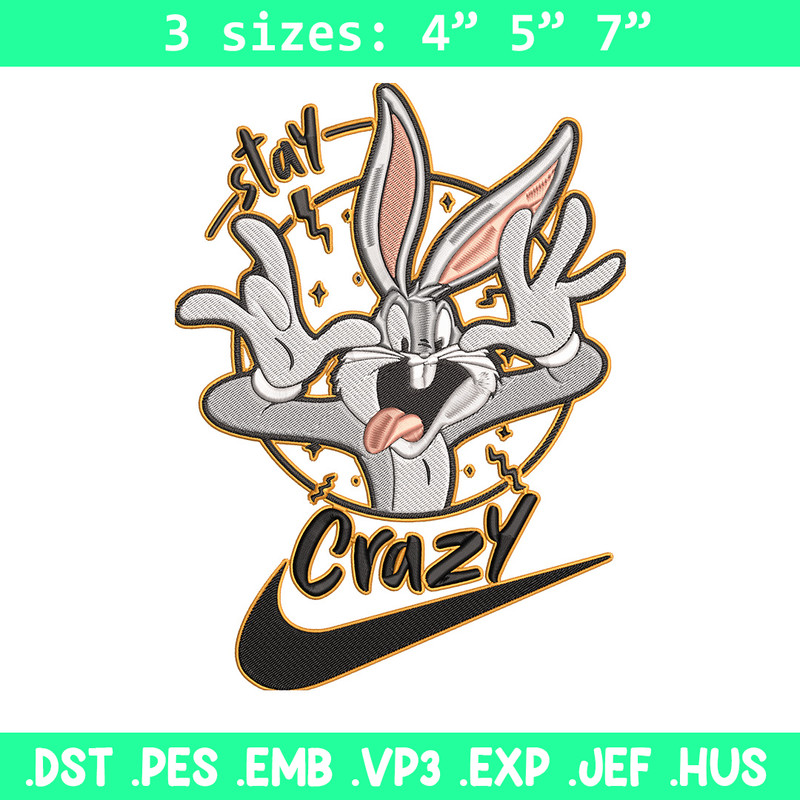 Bugs Bunny Embroidery Design, Looney Tunes Embroidery, Embroidery File, Nike Embroidery, Anime shirt, Digital download.jpg