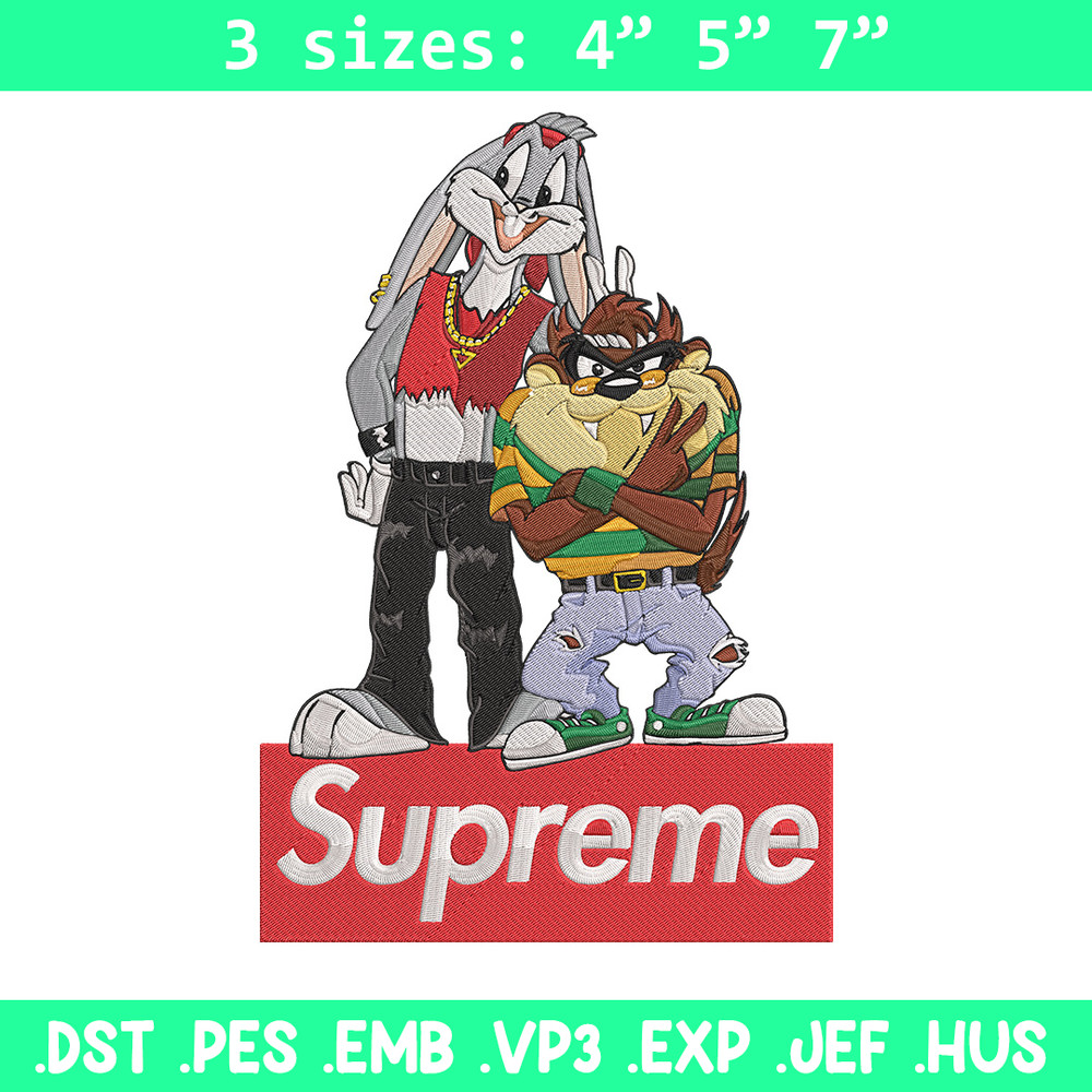 Bunny Taz Embroidery Design, Bunny Taz Embroidery, Embroidery File, Anime Embroidery, Supreme shirt, Digital download.jpg
