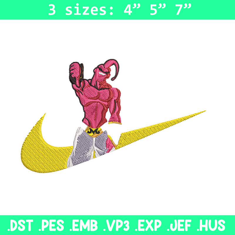 Buu x nike Embroidery Design, Dragonball Embroidery, Embroidery File, Nike Embroidery, Anime shirt, Digital download.jpg