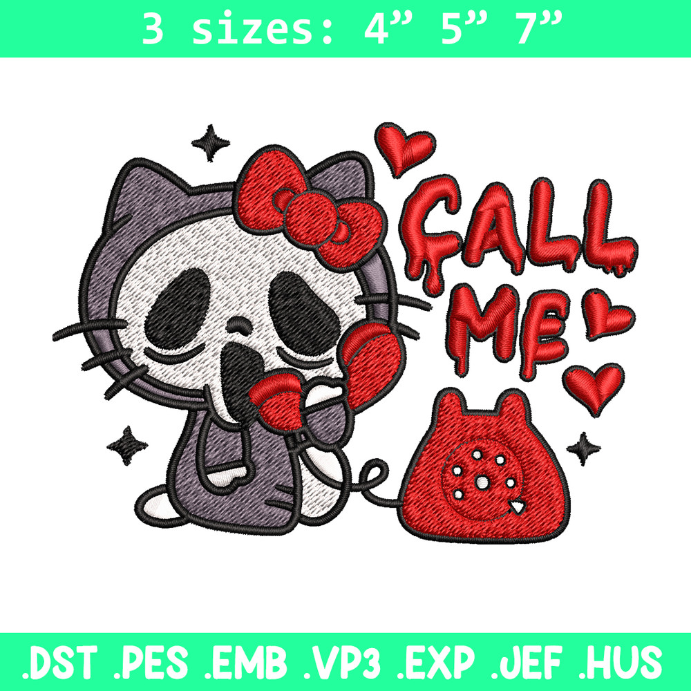Call Me Scream Hello Kitty Embroidery design, Hallokitty Embroidery, cartoon design, Embroidery File, Digital download..jpg