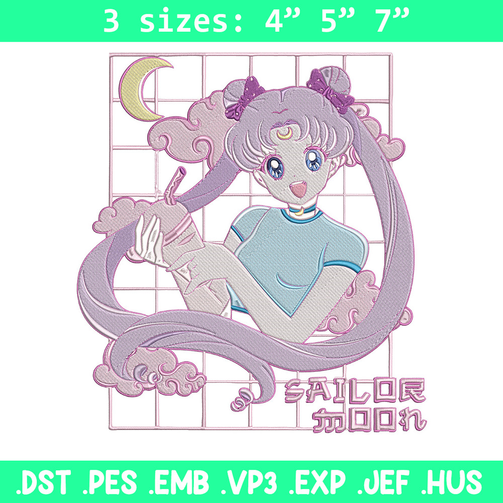 Chibi moon Embroidery Design, Sailor moon Embroidery, Embroidery File, Anime Embroidery, Anime shirt, Digital download.jpg