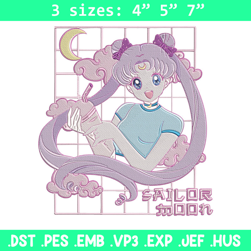 Chibi moon Embroidery Design, Sailor moon Embroidery, Embroidery File, Anime Embroidery, Anime shirt, Digital download.jpg