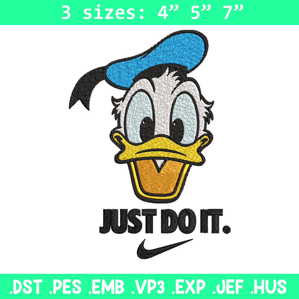 Donald Duck Nike Embroidery design, Donald Duck cartoon Embroidery, Nike design, Embroidery file, Instant download..jpg