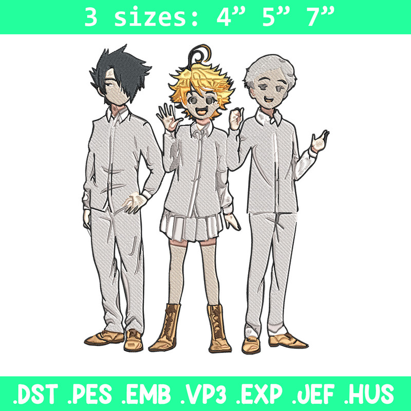 Emma friends Embroidery Design, Promised Neverland Embroidery, Embroidery File, Anime Embroidery, Digital download.jpg