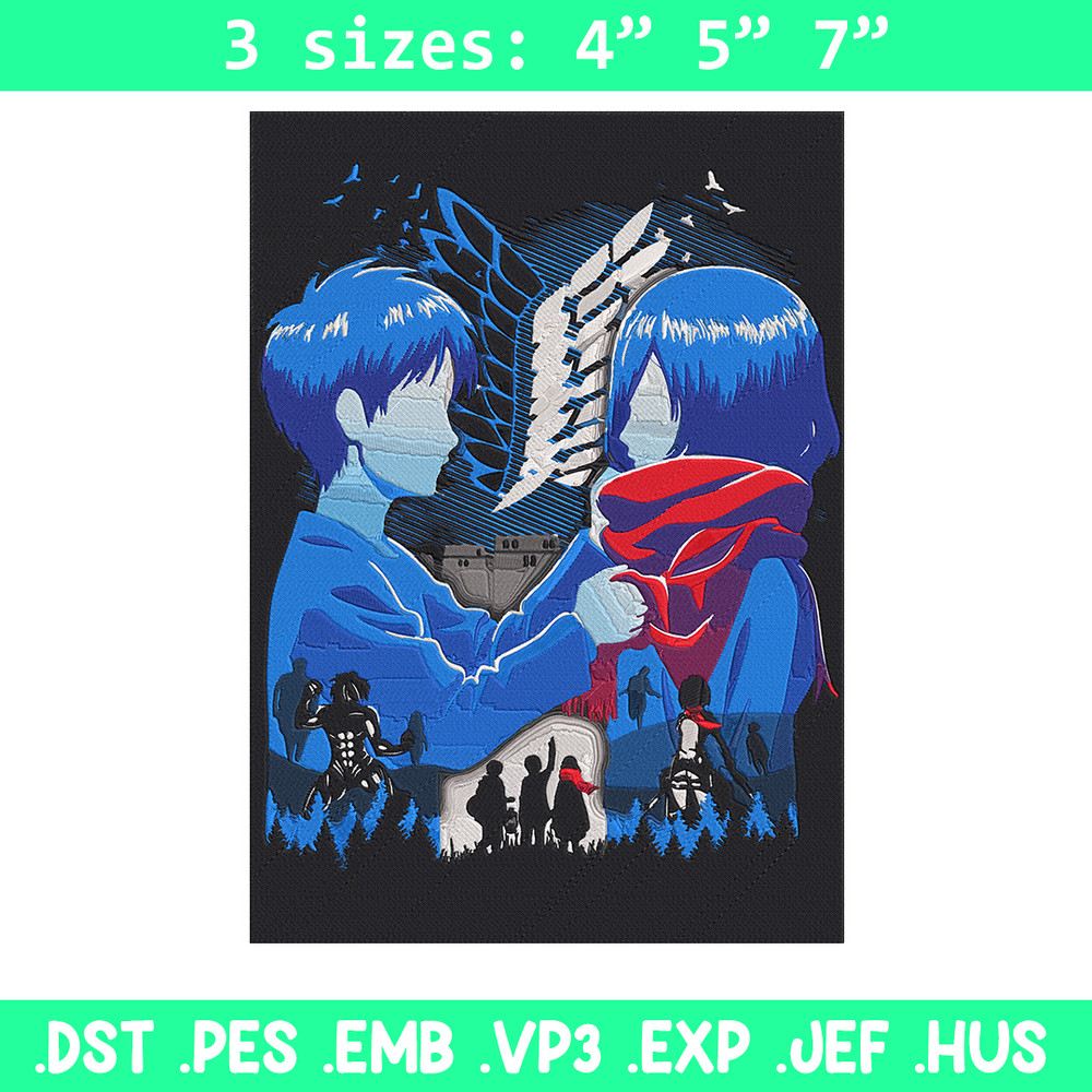 Eren x mikasa Embroidery Design, Aot Embroidery,Embroidery File, Anime Embroidery, Anime shirt, Digital download.jpg