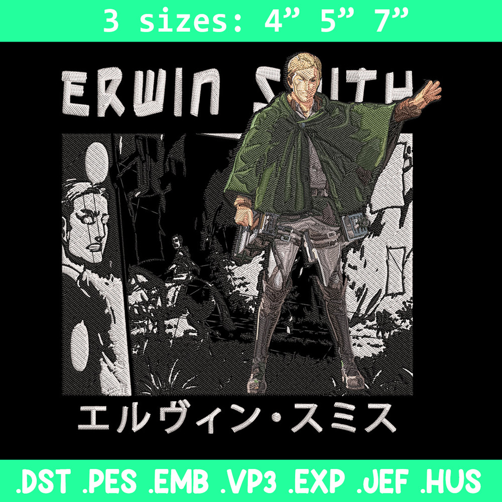 Erwin Smith Embroidery Design, Aot Embroidery, Embroidery File, Anime Embroidery, Anime shirt, Digital download.jpg