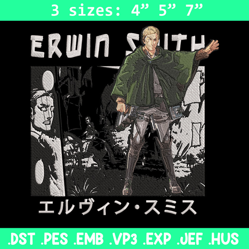 Erwin Smith Embroidery Design, Aot Embroidery, Embroidery File, Anime Embroidery, Anime shirt, Digital download.jpg