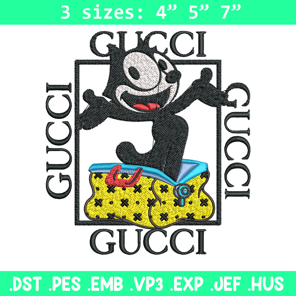 Felix The Cat Gucci Embroidery design, Felix The Cat Embroidery, cartoon design, Embroidery File, Digital download..jpg