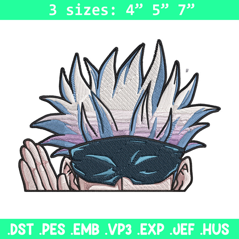 Gojo Peeker Embroidery Design, Jujutsu Embroidery, Embroidery File, Anime Embroidery, Anime shirt, Digital download.jpg