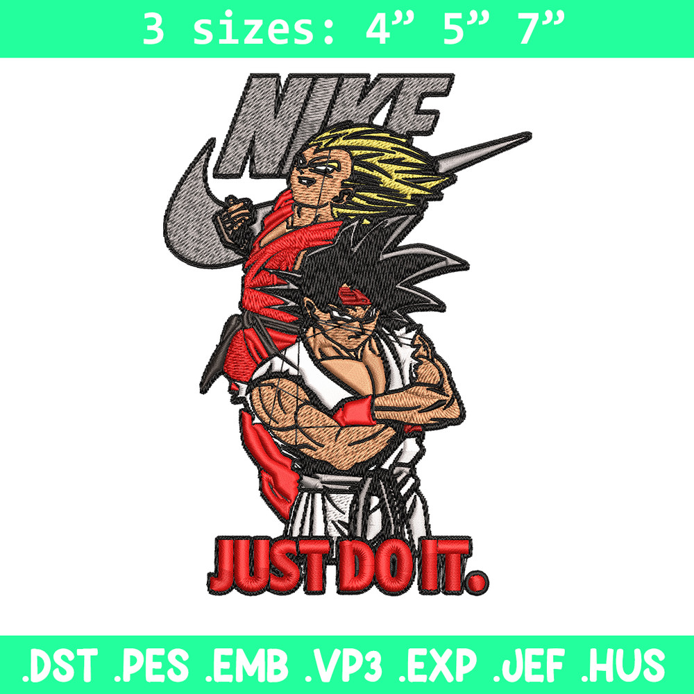 Goku and Vegeta Nike Embroidery design, Dragon ball Embroidery, Nike design, Embroidery file, Instant download..jpg
