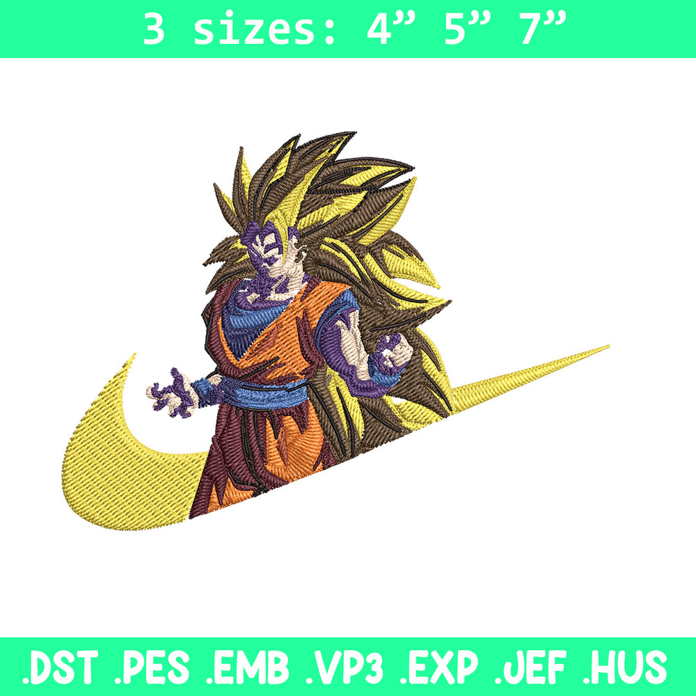 Goku ssj 3 Embroidery Design, Dragonball Embroidery, Embroidery File, Nike Embroidery, Anime shirt, Digital download.jpg