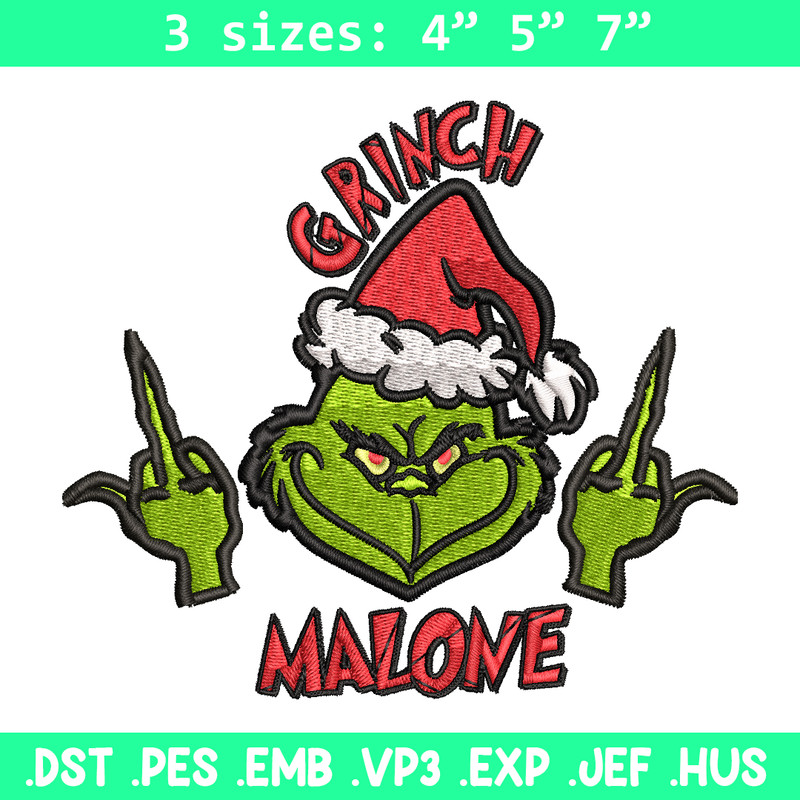 Grinch Middle Finger Embroidery design, Grinch christmas Embroidery, Embroidery File, Grinch design, Instant download..jpg