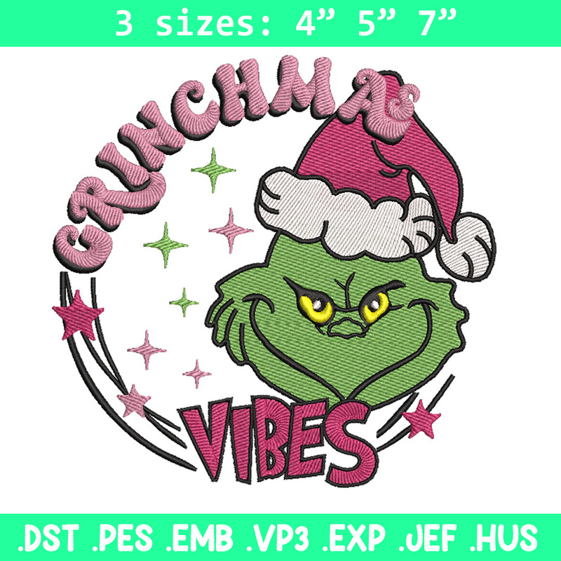 Grinch vibes embroidery design, Grinch embroidery, Chrismas design,Embroidery shirt, Embroidery file, Digital download.jpg