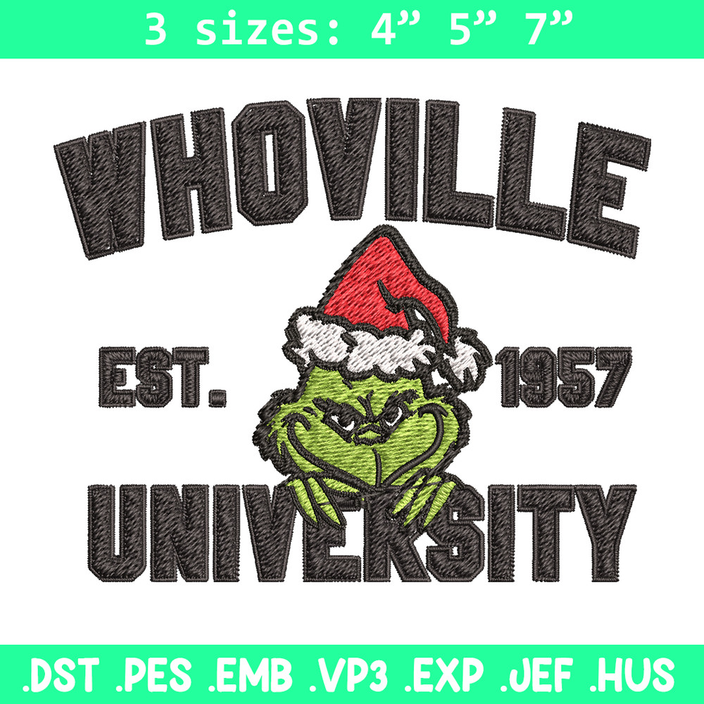 Grinch Whoville University Christmas Embroidery design, Grinch Christmas Embroidery, Grinch design, Digital download.jpg