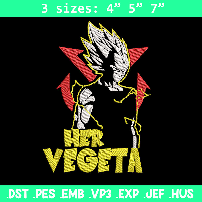 Her Vegeta Embroidery Design, Dragonball Embroidery, Embroidery File, Anime Embroidery, Anime shirt, Digital download.jpg
