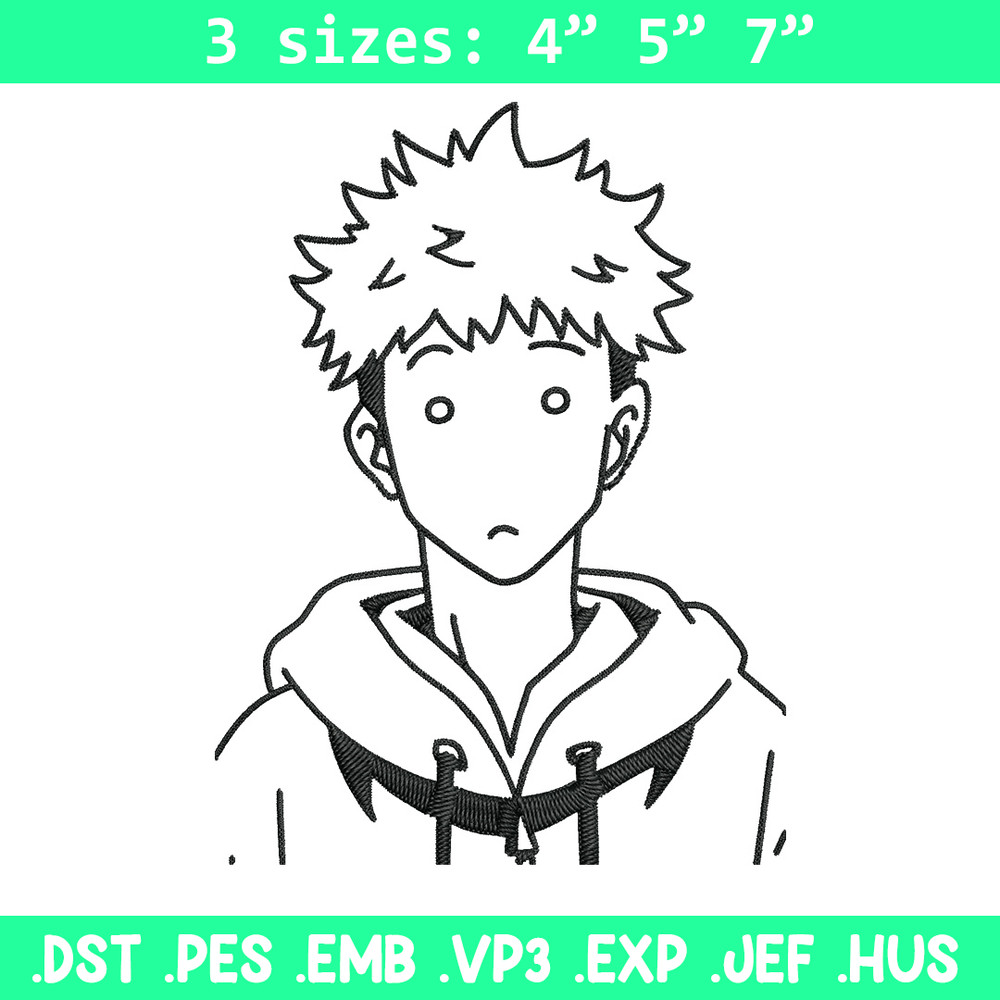 Itadori Yuji Embroidery Design,Jujutsu Embroidery, Embroidery File, Anime Embroidery, Anime shirt, Digital download.jpg
