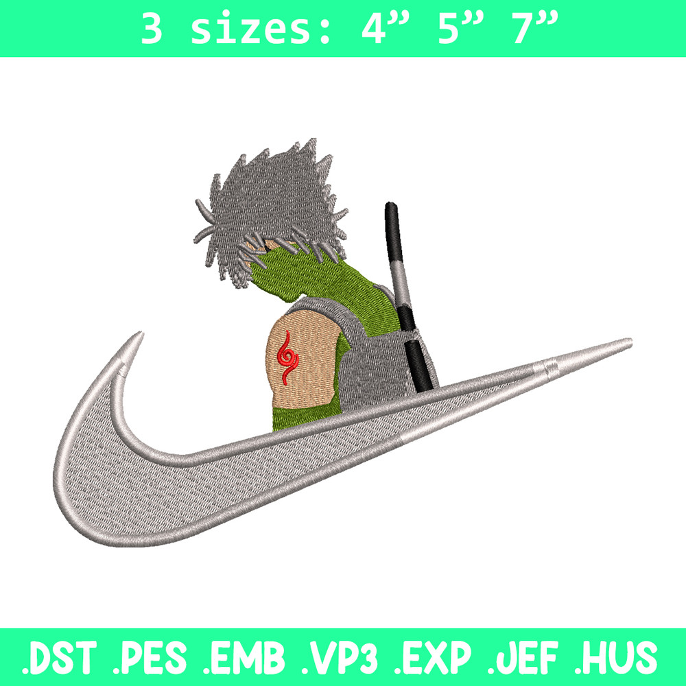 Kakashi Hatake Nike embroidery design, Naruto embroidery, nike design, anime design, anime shirt, Digital download.jpg
