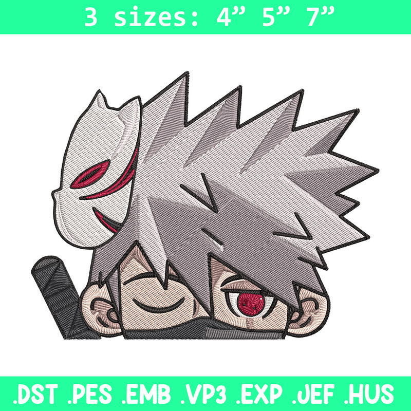 Kakashi Peeker Embroidery Design, Naruto Embroidery, Embroidery File, Anime Embroidery, Anime shirt, Digital download..jpg