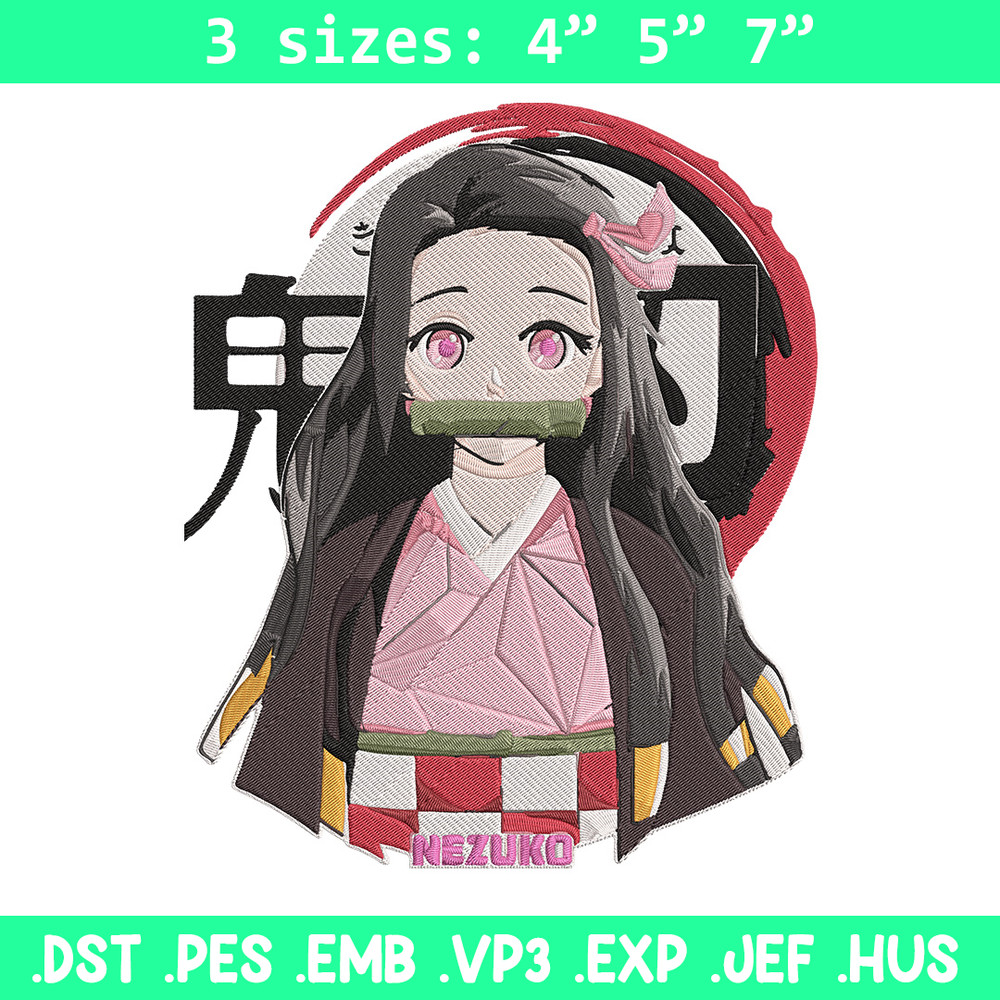 Kamado nezuko Embroidery Design, Demon slayer Embroidery, Embroidery File, Anime Embroidery, Digital download.jpg