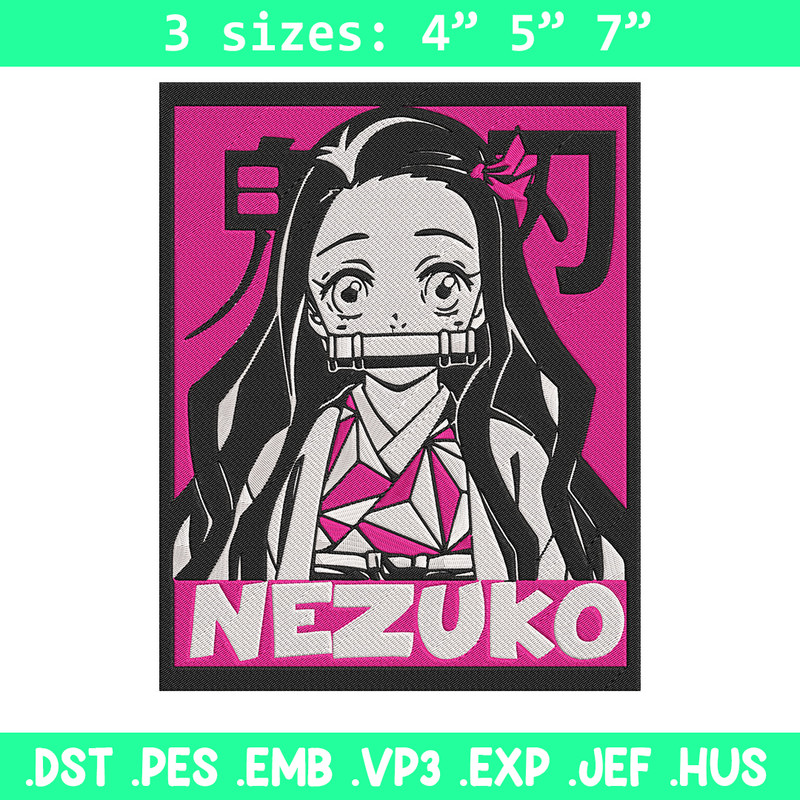 Kamado nezuko poster Embroidery Design, Demon slayer Embroidery, Embroidery File, Anime Embroidery, Digital download..jpg