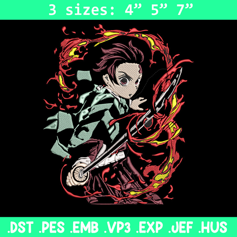 Kamado Tanjiro Embroidery Design, Demon slayer Embroidery, Embroidery File, Anime Embroidery,Digital download..jpg