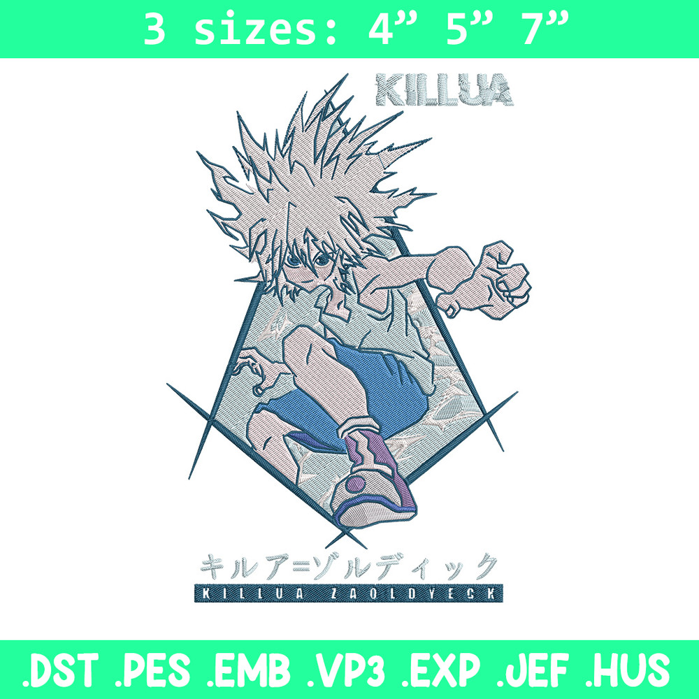 Killua Embroidery Design, Hunter x hunter Embroidery, Embroidery File, Anime Embroidery, Anime shirt, Digital download.jpg