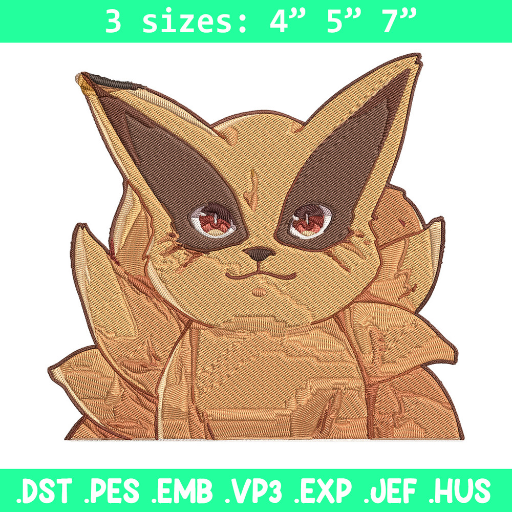 Kurama chibi Embroidery Design, Naruto Embroidery, Embroidery File, Anime Embroidery, Anime shirt, Digital download.jpg