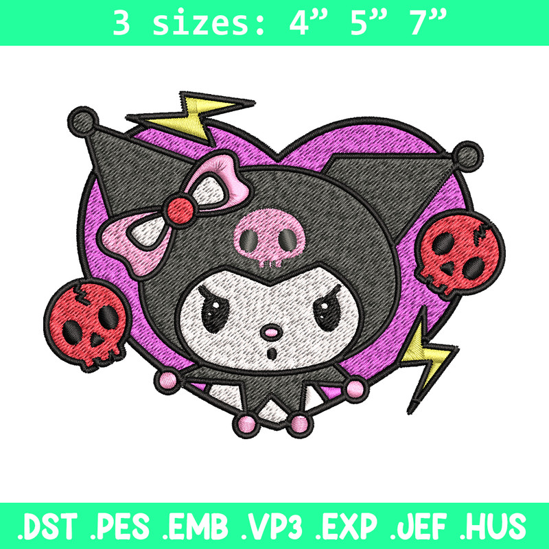 Kuromi Embroidery design, Hello Kitty Embroidery, cartoon design, Embroidery File, cartoon shirt, Digital download.jpg