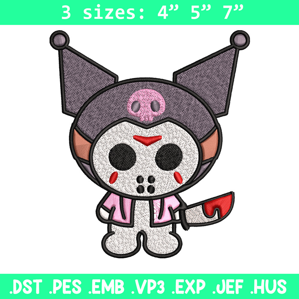 Kuromi Jason Voorhees Embroidery design, Halloween Embroidery, cartoon design, Embroidery File, Digital download.jpg