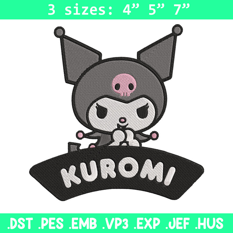 Kuromi logo Embroidery Design, Hello kitty Embroidery, Embroidery File, Anime Embroidery, Anime shirt, Digital download.jpg