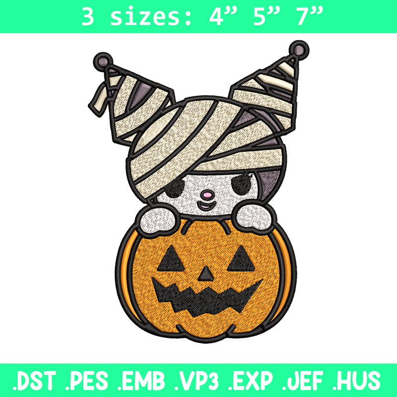 Kuromi Mummy Embroidery design, Halloween Embroidery, Embroidery File, cartoon design, logo shirt, Digital download..jpg