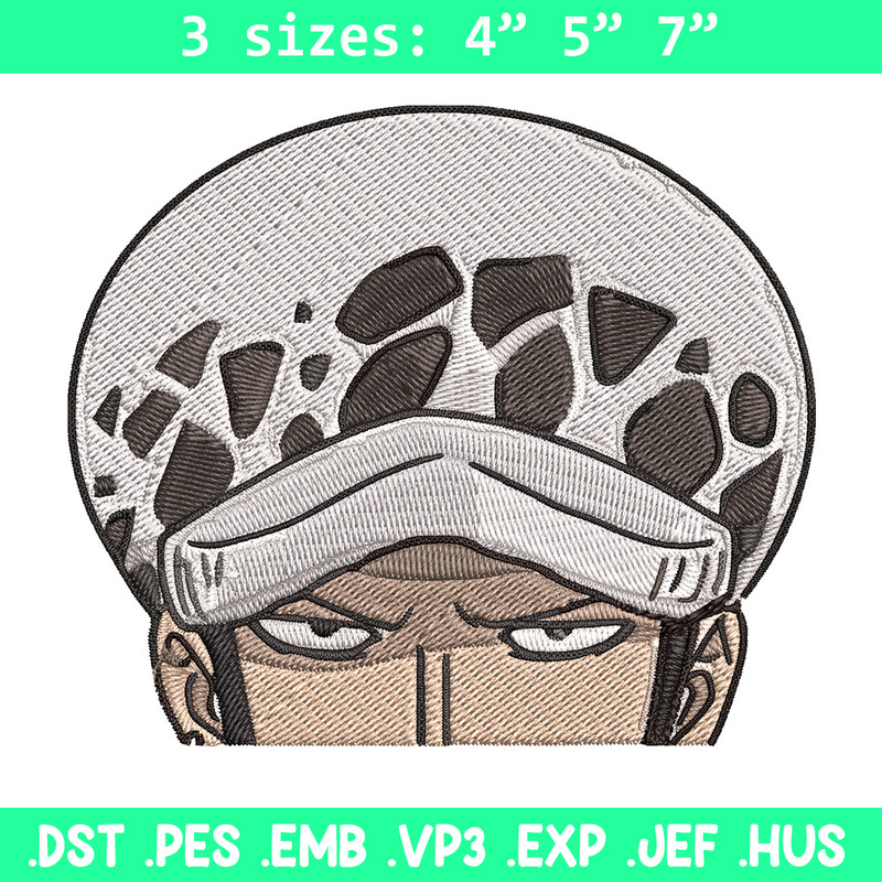 Law Peeker Embroidery Design, One piece Embroidery, Embroidery File, Anime Embroidery, Anime shirt, Digital download.jpg