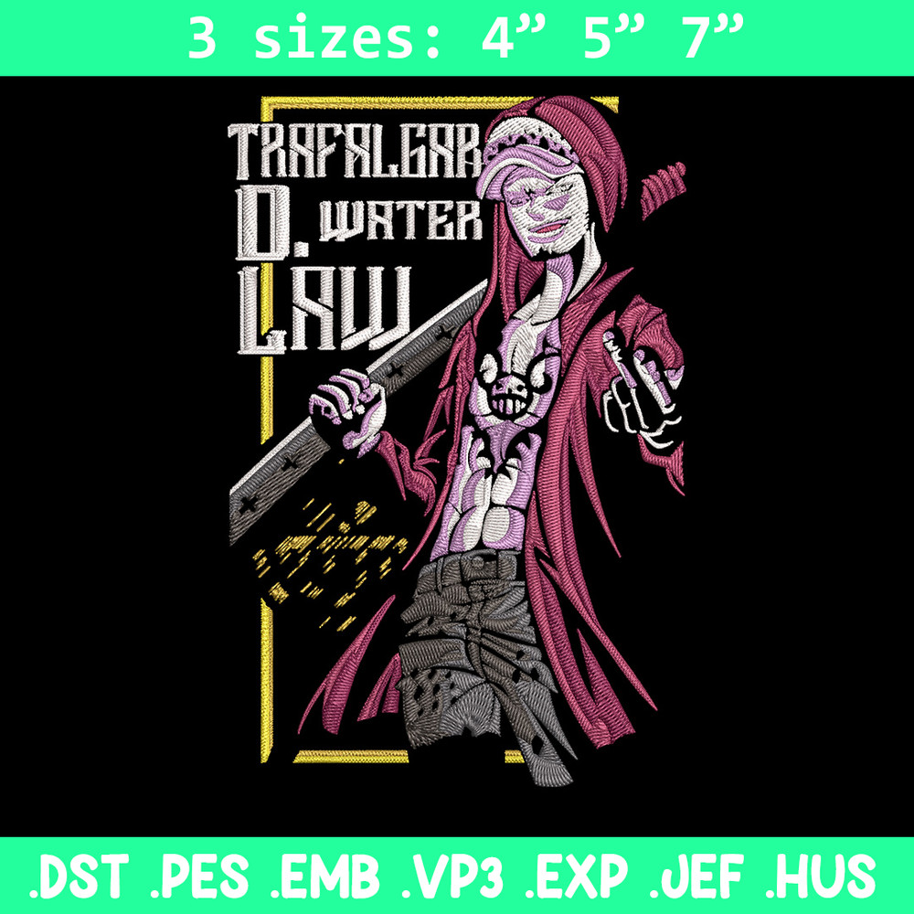 Law poster Embroidery Design, One piece Embroidery, Embroidery File,Anime Embroidery, Anime shirt, Digital download..jpg