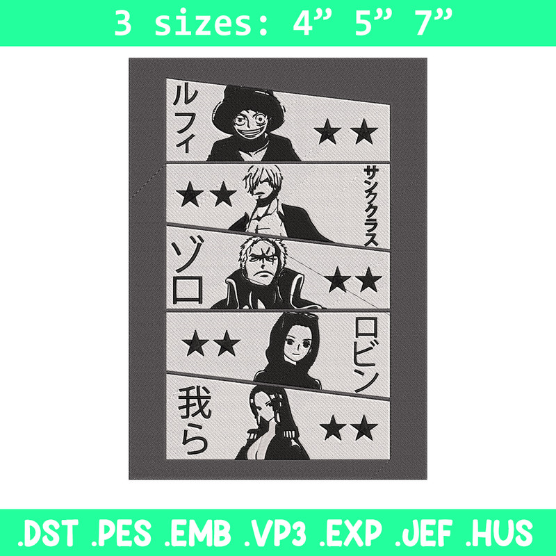Luffy friends Embroidery Design, One piece Embroidery, Embroidery File, Anime Embroidery, Anime shirt, Digital download.jpg