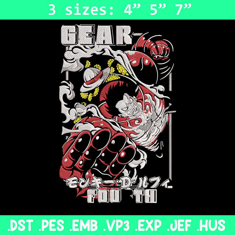Luffy gear 4 Embroidery Design,One piece Embroidery, Embroidery File, Anime Embroidery, Anime shirt, Digital download.jpg